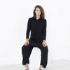 Knit Hooded Jumpsuit in Black