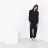 Knit Hooded Jumpsuit in Black