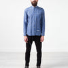 Linen Button Up in Blue Diamond
