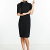 Tie Neck Wool Dress in Black