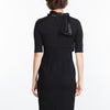 Tie Neck Wool Dress in Black