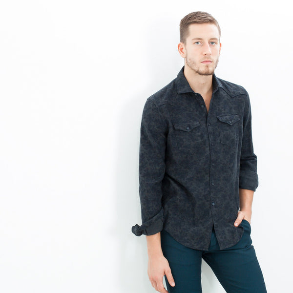 Western Arkansas Button-Up in Dark Hash Floral