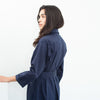 Sateen Trench in Navy