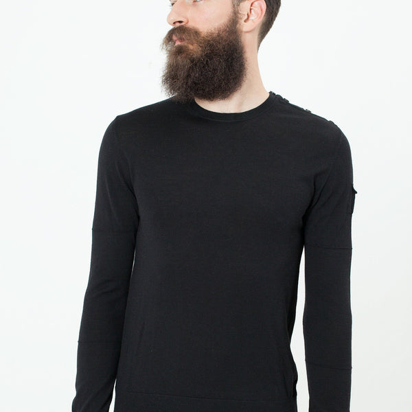 Button Shoulder Pullover in Black