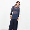 Cuffed Mesh Tee in Navy/Black