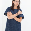 Quilted Mesh Mini Dress in Navy