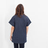 Quilted Mesh Mini Dress in Navy