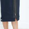 Contrast Zipper Skirt in Navy