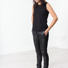 Leather Panel Trouser in Black