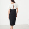 Pearl Fastened Dress in Cream/Black