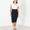 Asymmetric Dress in Cream/Black
