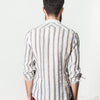 Linen Western Shirt in Beige/Blue